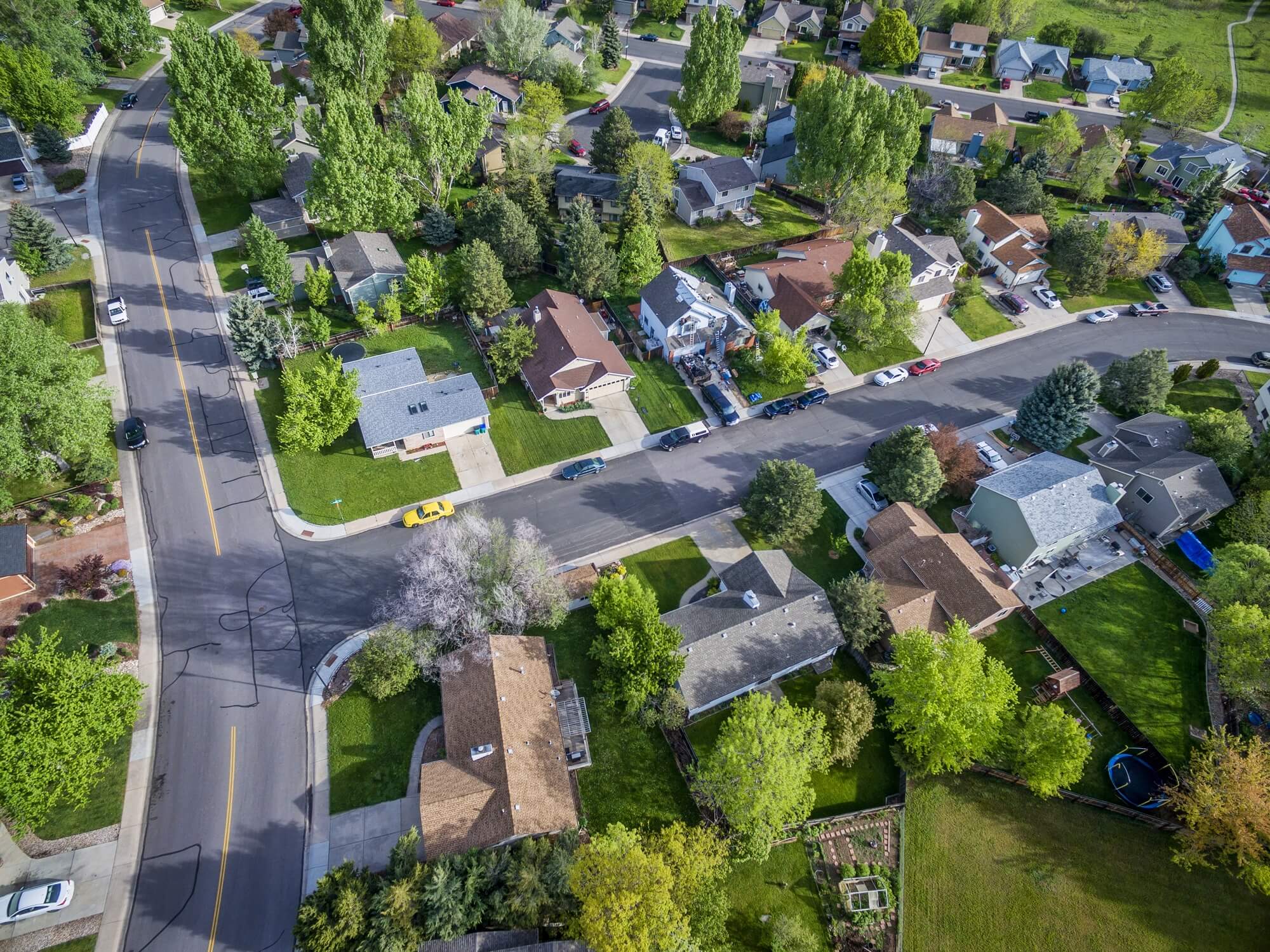 A aerial view of a locality with lots of houses